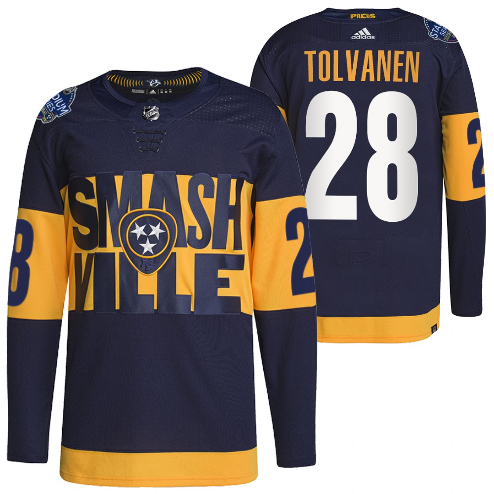Nashville Predators Eeli Tolvanen Navy 2022 Stadium Series Primegreen Authentic Jersey