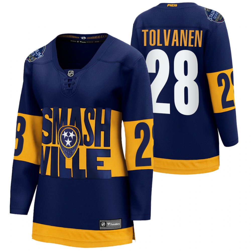 Nashville Predators Eeli Tolvanen Women Navy 2022 Stadium Series Jersey