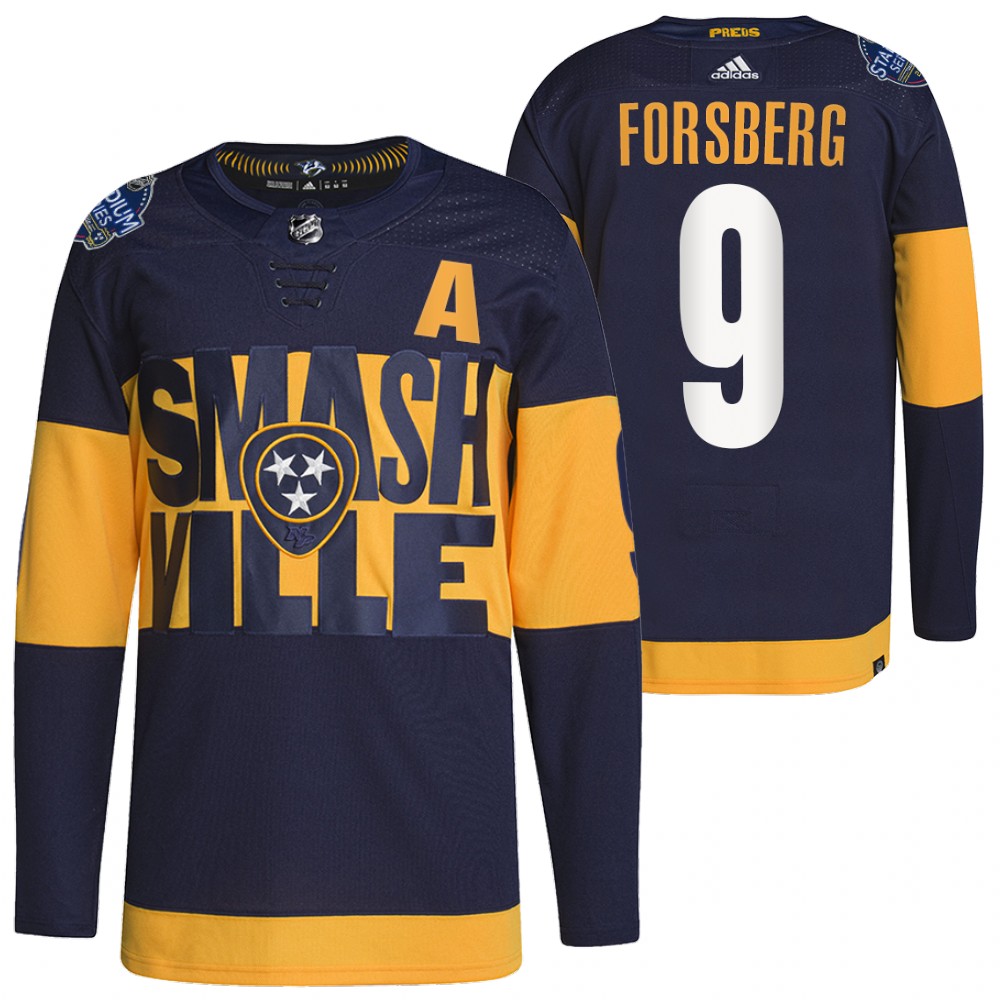 Nashville Predators Filip Forsberg Navy 2022 Stadium Series Primegreen Authentic Jersey
