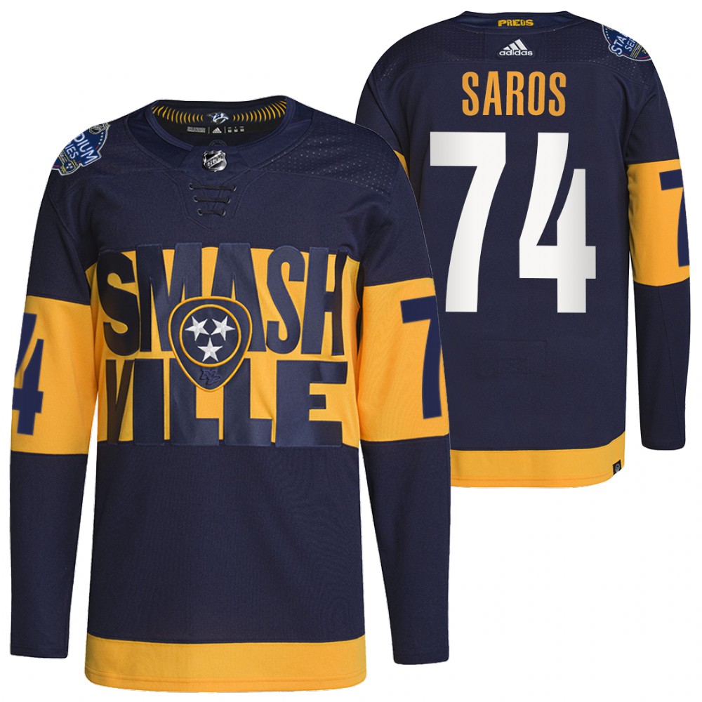 Nashville Predators Juuse Saros Navy 2022 Stadium Series Primegreen Authentic Jersey