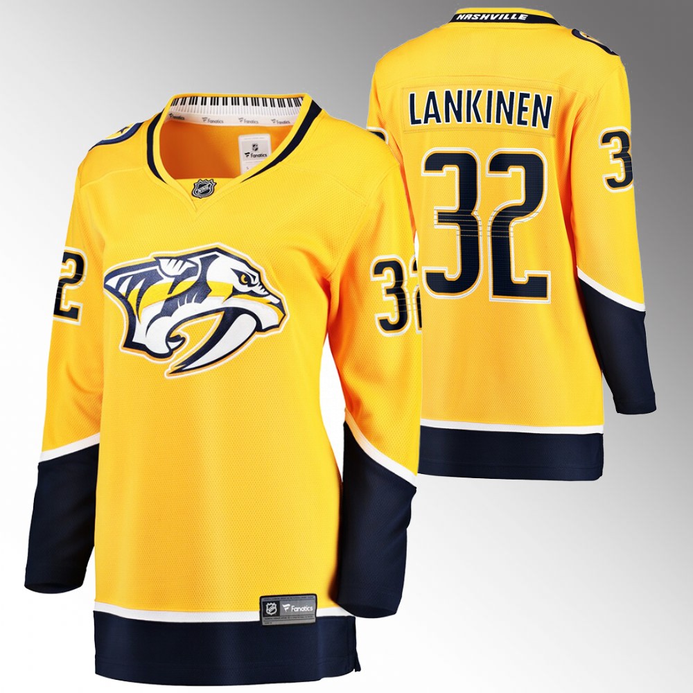 Nashville Predators Kevin Lankinen Women Gold Home Jersey