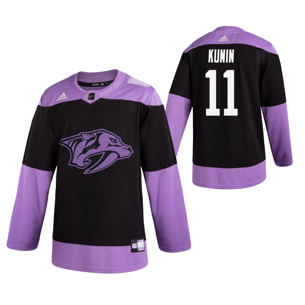 Nashville Predators Luke Kunin Black 2020 Hockey Fights Cancer Practice Jersey