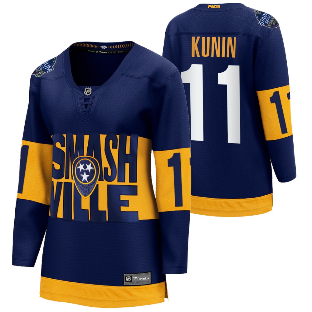 Nashville Predators Luke Kunin Women Navy 2022 Stadium Series Jersey
