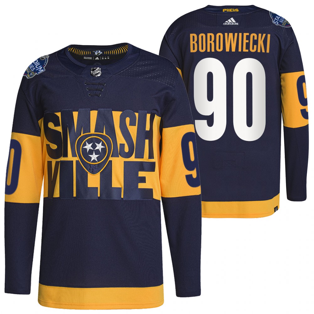 Nashville Predators Mark Borowiecki Navy 2022 Stadium Series Primegreen Authentic Jersey