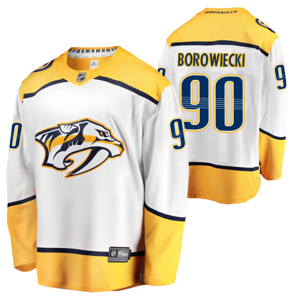 Nashville Predators Mark Borowiecki White Away Breakaway Player 2020-21 Jersey