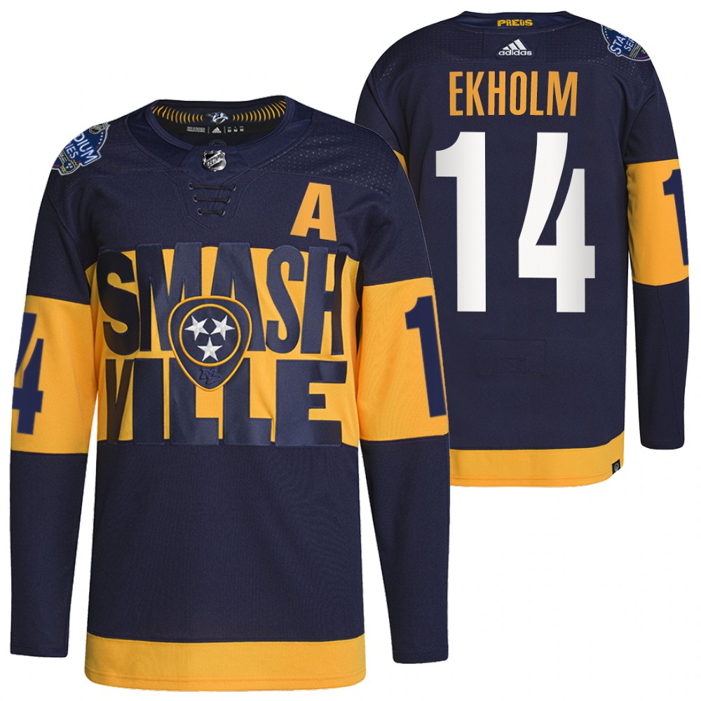 Nashville Predators Mattias Ekholm Navy 2022 Stadium Series Primegreen Authentic Jersey
