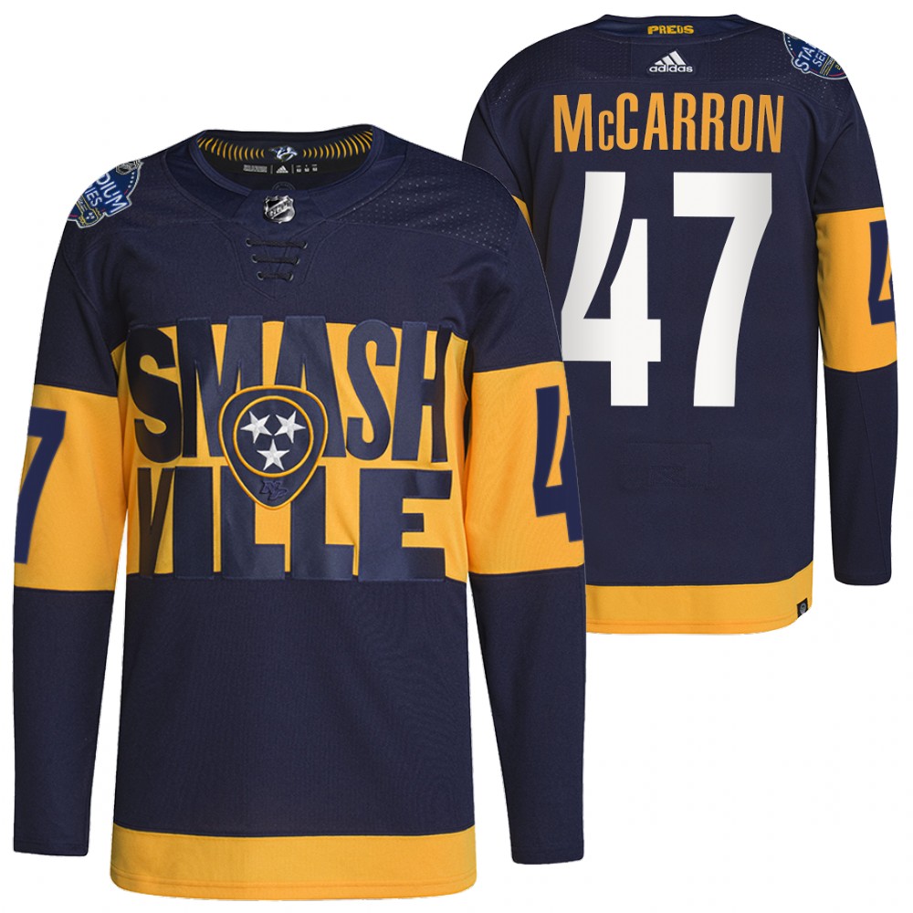 Nashville Predators Michael McCarron Navy 2022 Stadium Series Primegreen Authentic Jersey