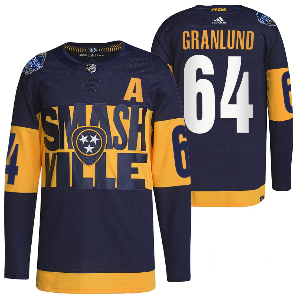 Nashville Predators Mikael Granlund Navy 2022 Stadium Series Primegreen Authentic Jersey