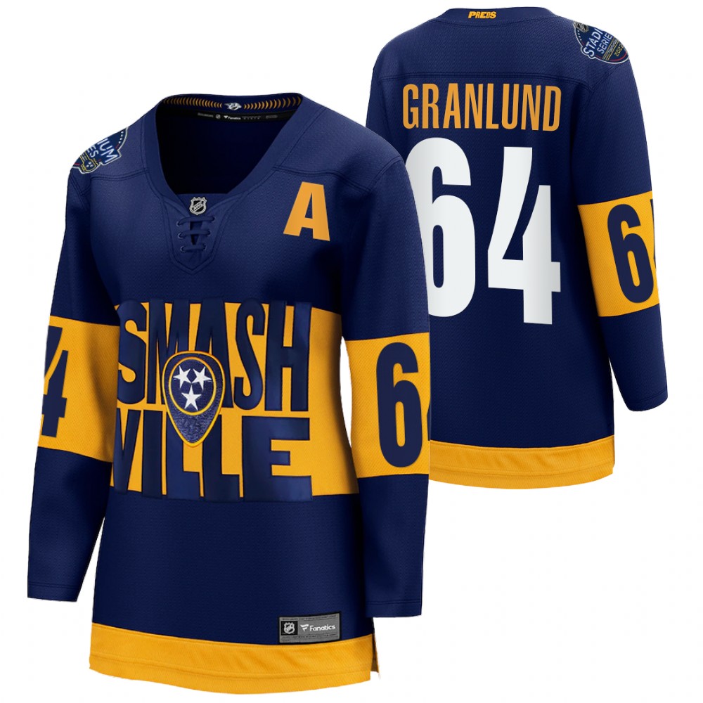 Nashville Predators Mikael Granlund Women Navy 2022 Stadium Series Jersey
