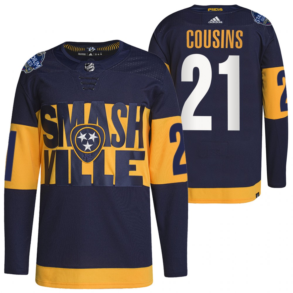 Nashville Predators Nick Cousins Navy 2022 Stadium Series Primegreen Authentic Jersey