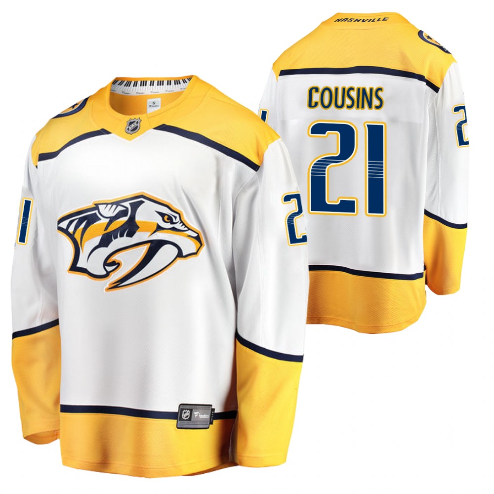 Nashville Predators Nick Cousins White Away Breakaway Player 2020-21 Jersey
