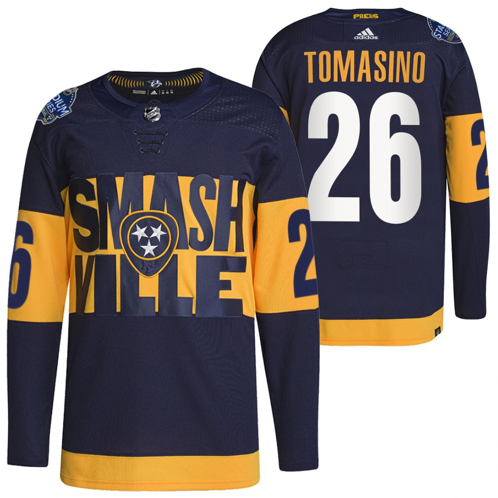 Nashville Predators Philip Tomasino Navy 2022 Stadium Series Primegreen Authentic Jersey