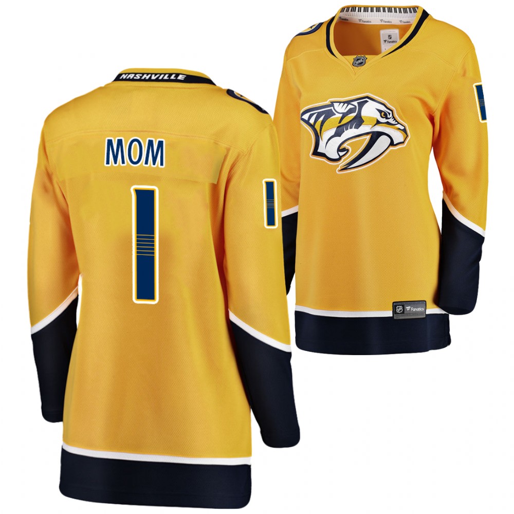 Nashville Predators Women Gold NO.1 Mom Jersey