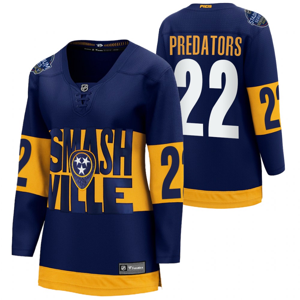 Nashville Predators Women Navy 2022 Stadium Series Jersey