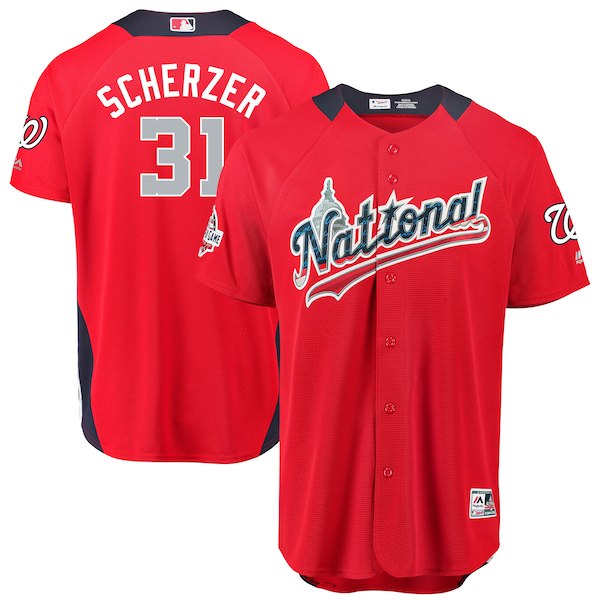 National League 31 Max Scherzer Red 2018 MLB All-Star Game Home Run Derby Jersey