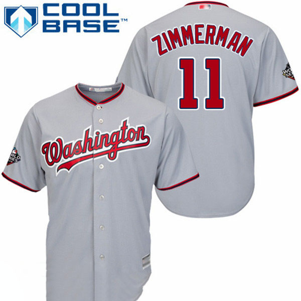 Nationals #11 Ryan Zimmerman Grey Cool Base 2019 World Series Bound Stitched Youth Baseball Jersey