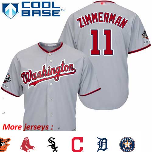 Nationals #11 Ryan Zimmerman Grey Cool Base 2019 World Series Champions Stitched Youth Baseball Jersey