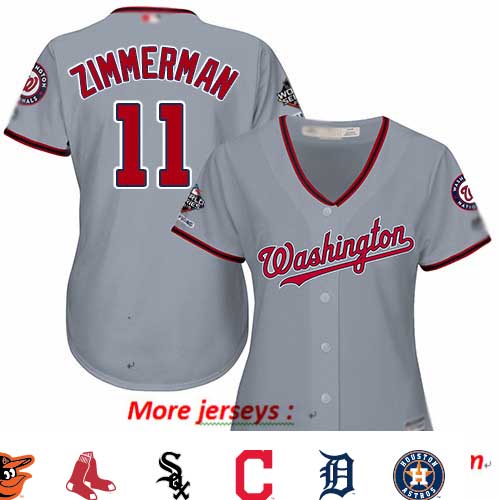 Nationals #11 Ryan Zimmerman Grey Road 2019 World Series Champions Women's Stitched Baseball Jersey