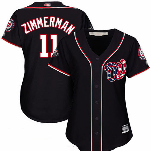 Nationals #11 Ryan Zimmerman Navy Blue Alternate 2019 World Series Bound Women's Stitched Baseball Jersey