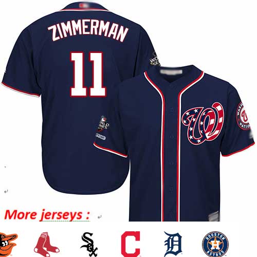 Nationals #11 Ryan Zimmerman Navy Blue Cool Base 2019 World Series Champions Stitched Youth Baseball Jersey