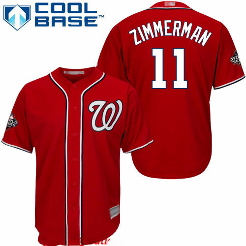 Nationals #11 Ryan Zimmerman Red Cool Base 2019 World Series Bound Stitched Youth Baseball Jersey