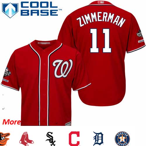 Nationals #11 Ryan Zimmerman Red Cool Base 2019 World Series Champions Stitched Youth Baseball Jersey