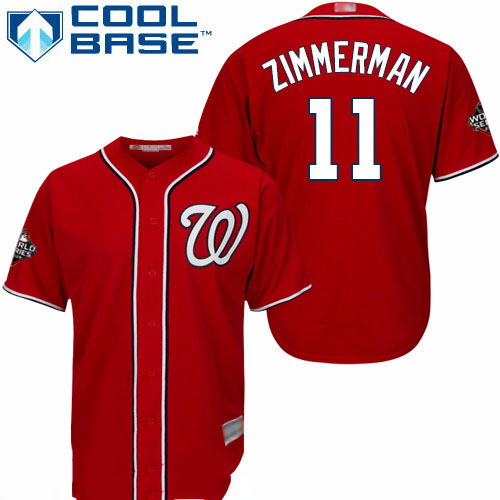 Nationals #11 Ryan Zimmerman Red New Cool Base 2019 World Series Bound Stitched Baseball Jersey