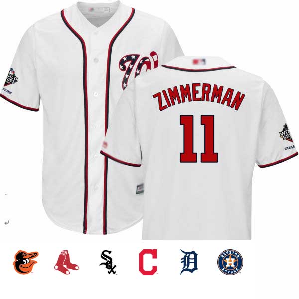 Nationals #11 Ryan Zimmerman White Cool Base 2019 World Series Champions Stitched Youth Baseball Jersey