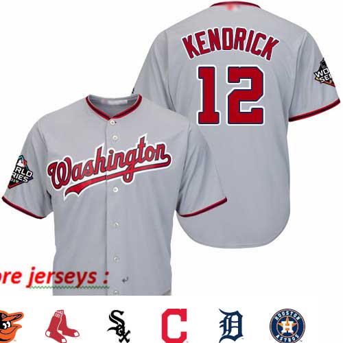 Nationals #12 Howie Kendrick Grey Cool Base 2019 World Series Champions Stitched Baseball Jersey