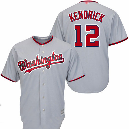 Nationals #12 Howie Kendrick Grey Cool Base Stitched Baseball Jersey