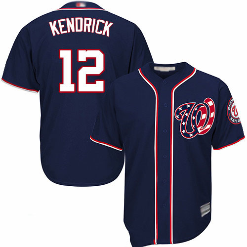 Nationals #12 Howie Kendrick Navy Blue Cool Base Stitched Baseball Jersey