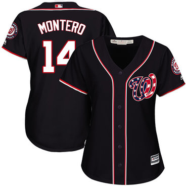 Nationals #14 Miguel Montero Navy Blue Alternate Women's Stitched MLB Jersey