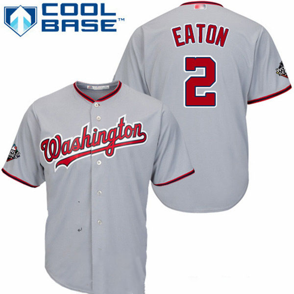 Nationals #2 Adam Eaton Grey Cool Base 2019 World Series Bound Stitched Youth Baseball Jersey