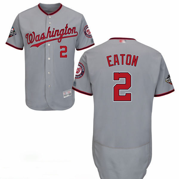 Nationals #2 Adam Eaton Grey Flexbase Authentic Collection 2019 World Series Bound Stitched Baseball Jersey