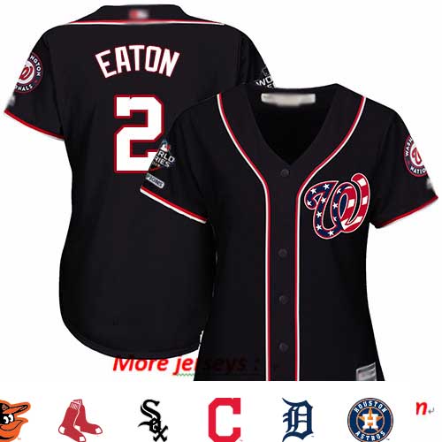 Nationals #2 Adam Eaton Navy Blue Alternate 2019 World Series Champions Women's Stitched Baseball Jersey