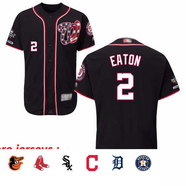 Nationals #2 Adam Eaton Navy Blue Flexbase Authentic Collection 2019 World Series Champions Stitched Baseball Jersey