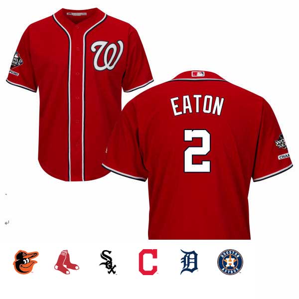Nationals #2 Adam Eaton Red Cool Base 2019 World Series Champions Stitched Youth Baseball Jersey