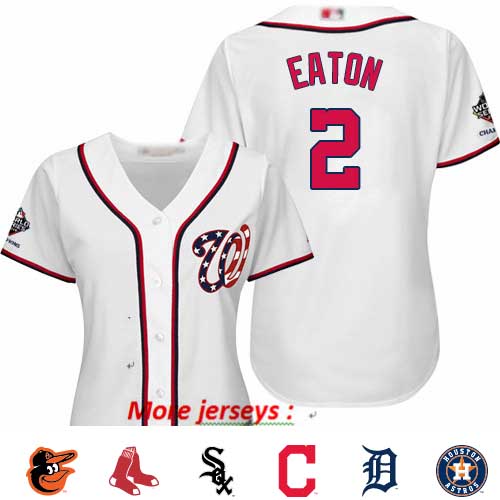 Nationals #2 Adam Eaton White Home 2019 World Series Champions Women's Stitched Baseball Jersey
