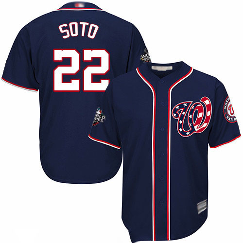 Nationals #22 Juan Soto Blue Cool Base 2019 World Series Bound Stitched Youth Baseball Jersey