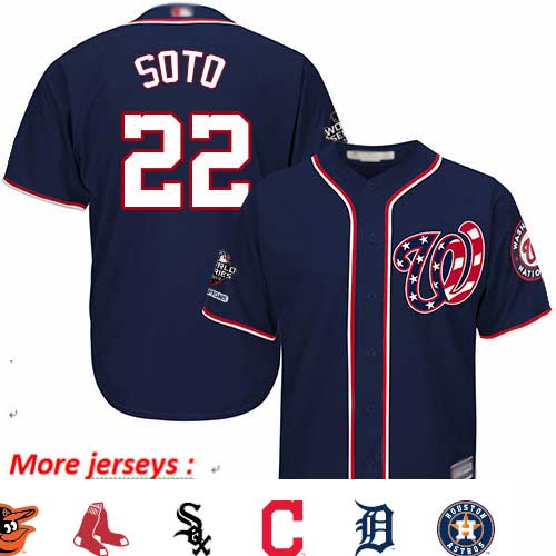 Nationals #22 Juan Soto Blue Cool Base 2019 World Series Champions Stitched Youth Baseball Jersey