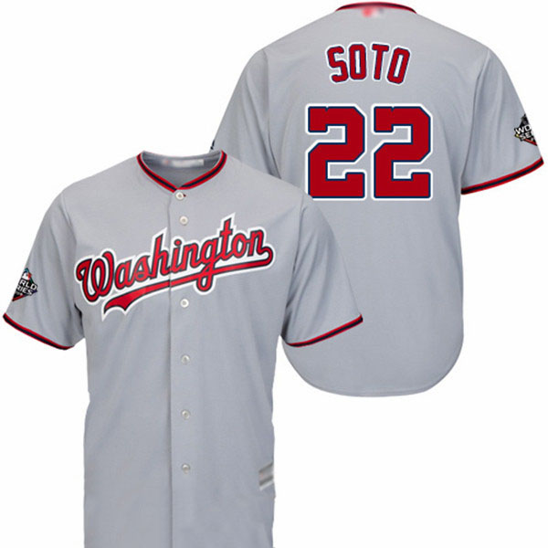 Nationals #22 Juan Soto Grey Cool Base 2019 World Series Bound Stitched Youth Baseball Jersey