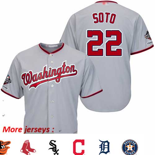 Nationals #22 Juan Soto Grey Cool Base 2019 World Series Champions Stitched Youth Baseball Jersey