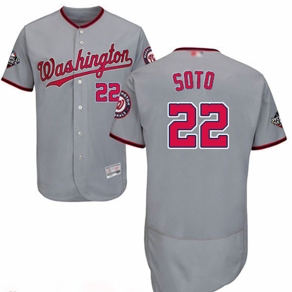 Nationals #22 Juan Soto Grey Flexbase Authentic Collection 2019 World Series Bound Stitched Baseball Jersey