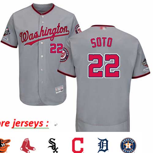 Nationals #22 Juan Soto Grey Flexbase Authentic Collection 2019 World Series Champions Stitched Baseball Jersey