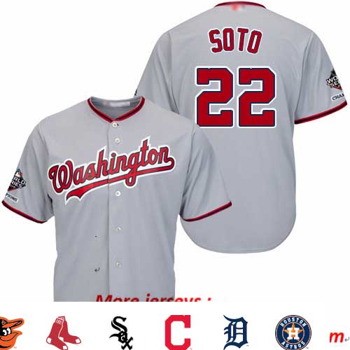 Nationals #22 Juan Soto Grey New Cool Base 2019 World Series Champions Stitched Baseball Jersey