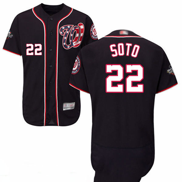 Nationals #22 Juan Soto Navy Blue Flexbase Authentic Collection 2019 World Series Bound Stitched Baseball Jersey
