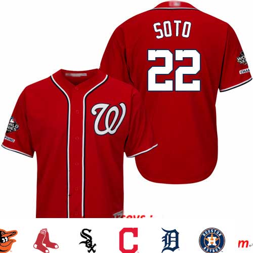 Nationals #22 Juan Soto Red New Cool Base 2019 World Series Champions Stitched Baseball Jersey