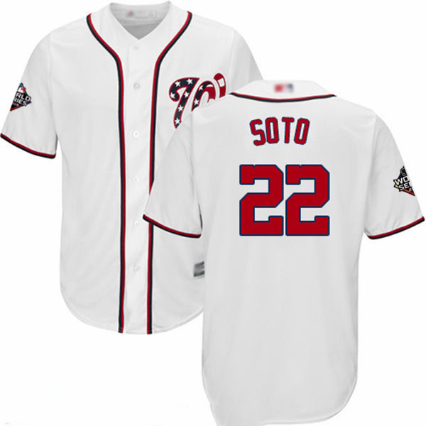 Nationals #22 Juan Soto White Cool Base 2019 World Series Bound Stitched Youth Baseball Jersey