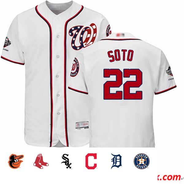 Nationals #22 Juan Soto White Flexbase Authentic Collection 2019 World Series Champions Stitched Baseball Jersey