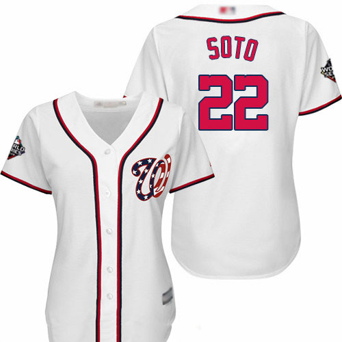 Nationals #22 Juan Soto White Home 2019 World Series Bound Women's Stitched Baseball Jersey